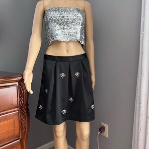 The Limited Black A-Line Skirt with Silver Accents